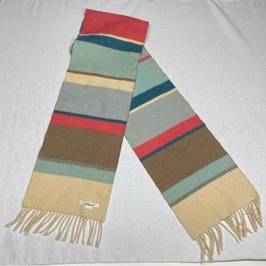 Johnston 100% Lambswool Striped Scarf w/ Fringe Made in Scotland Multicolor READ